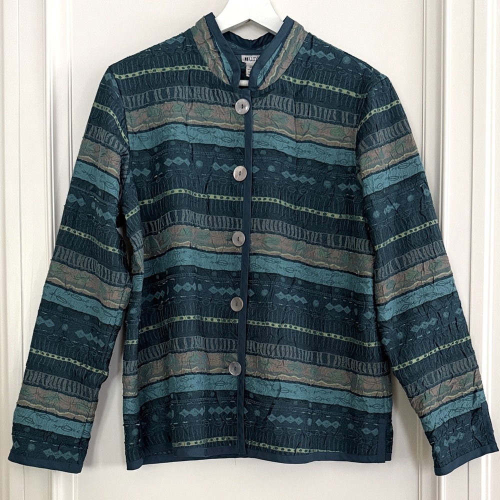 Units | Lightweight Crinkle Fabric Mandarin Collar Jacket / Shacket - Medium